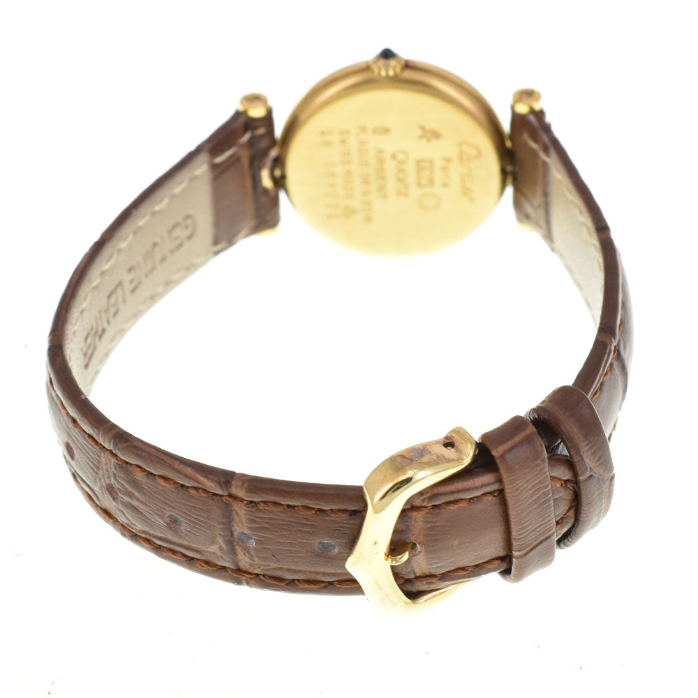 CARTIER Must Vendome SV925 (Gold Plated) / Leather wine-red Dial Quartz Ladies
 Watch R#143991