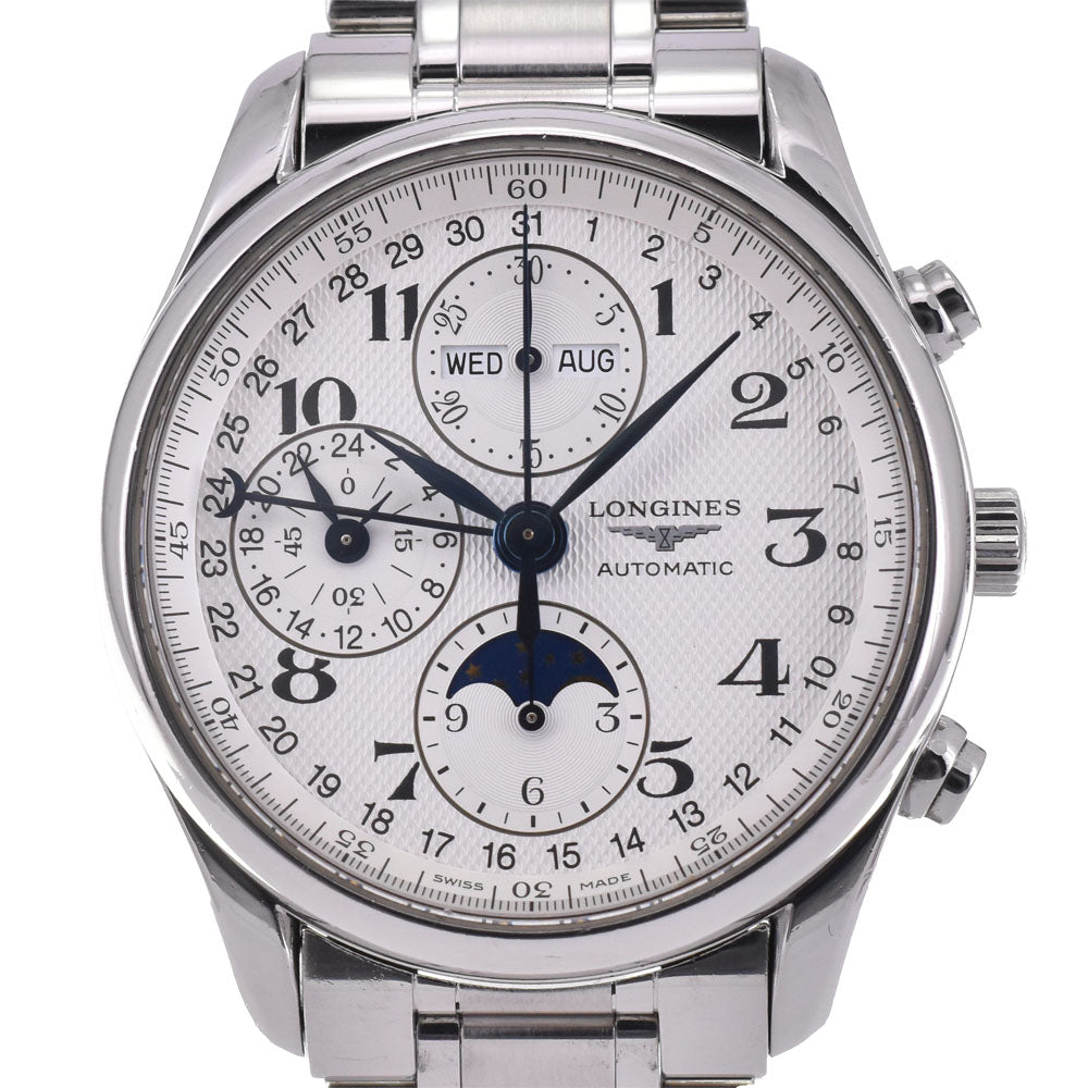 with paper LONGINES Master collection L2.673.4 Triple calendar chronograph moonface Silver Dial Automatic Men's
 Watch A#143994
