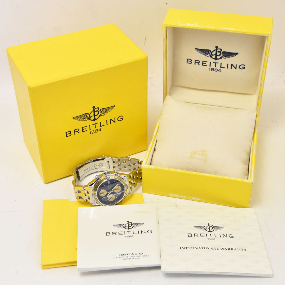 with paper BREITLING Chronomat Bikoro B13050 Chronograph blue Dial Automatic Men's
 Watch A#144030