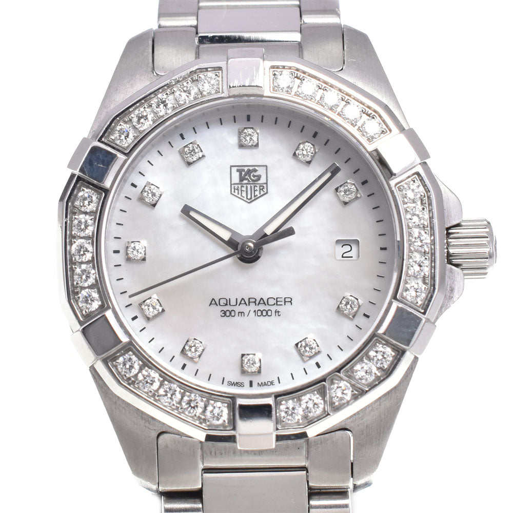 TAG HEUER Aqua racer WAY1414 diamond White shell Dial Quartz Ladies
 Watch B#144032