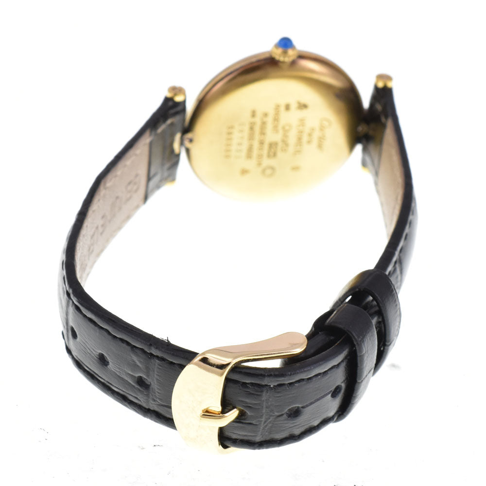 CARTIER Must Vermeil LM Trinity 590003 SV925 (Gold Plated) / Leather White/Trinity Dial Quartz Men's
 Watch A#144039