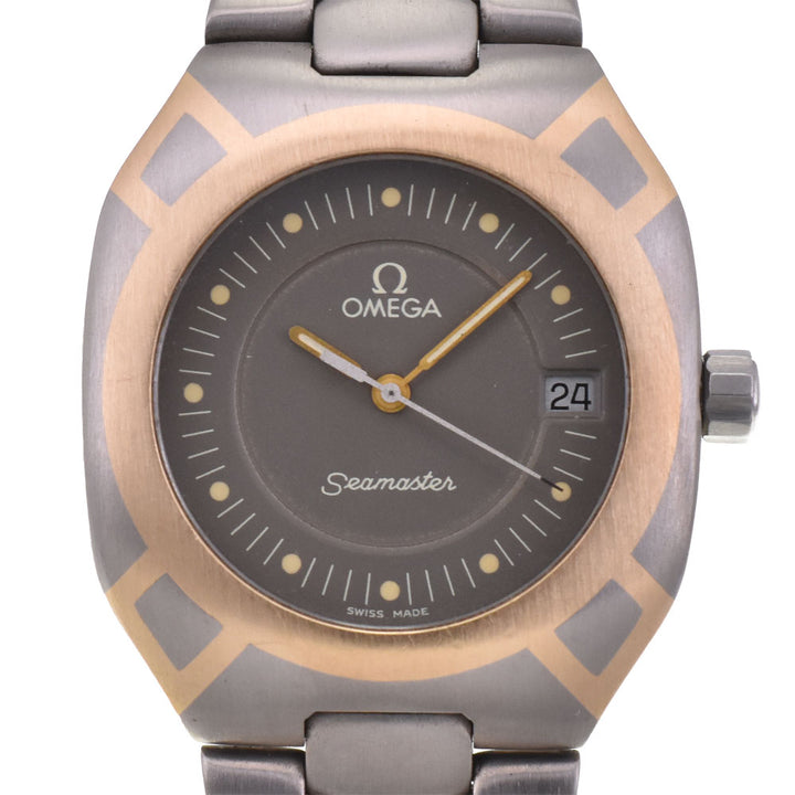 OMEGA Seamaster Polaris vintage Titanium/K18 Date gray Dial Quartz Men's
 Watch A#144045