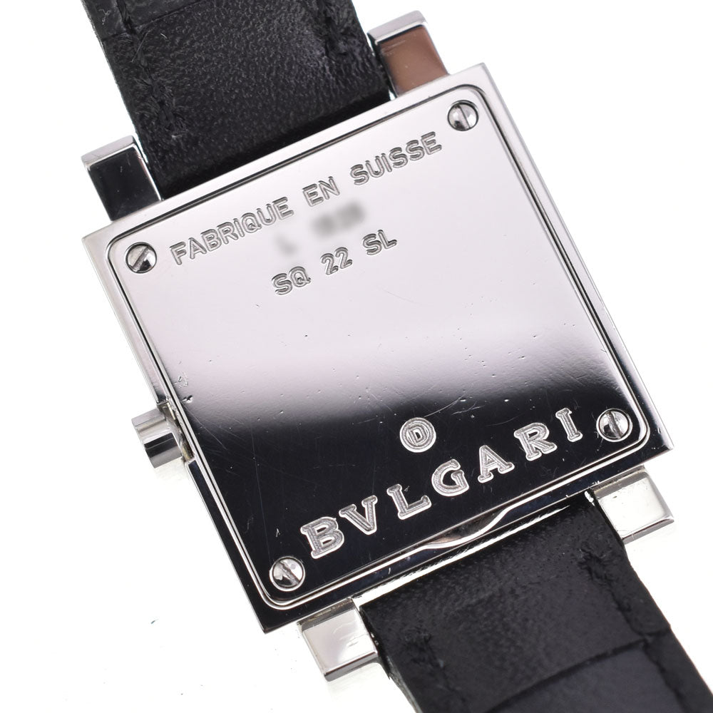 BVLGARI Quadrat SQ22SL Stainless Steel leather black Dial Quartz Ladies
 Watch A#144046