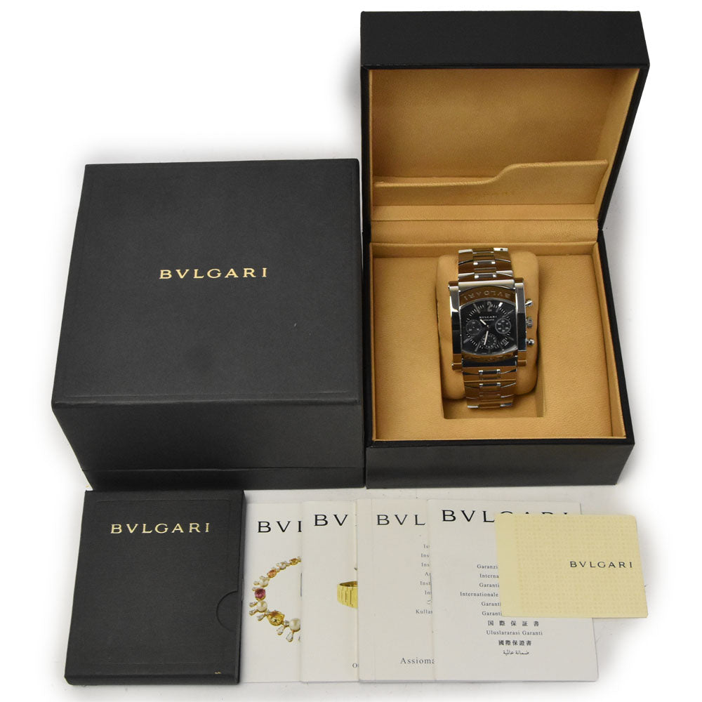 with paper BVLGARI Assioma AA48SCH Chronograph Date Navy Dial Automatic Men's
 Watch A#144059