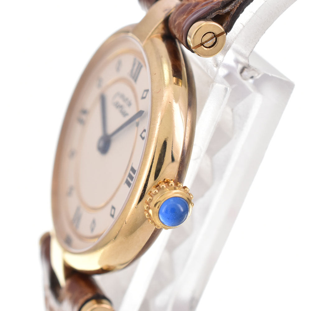 with paper CARTIER Must Vendome Vermeille 590004 SV925 (Gold Plated) / Leather Ivory Dial Quartz Ladies
 Watch A#144063