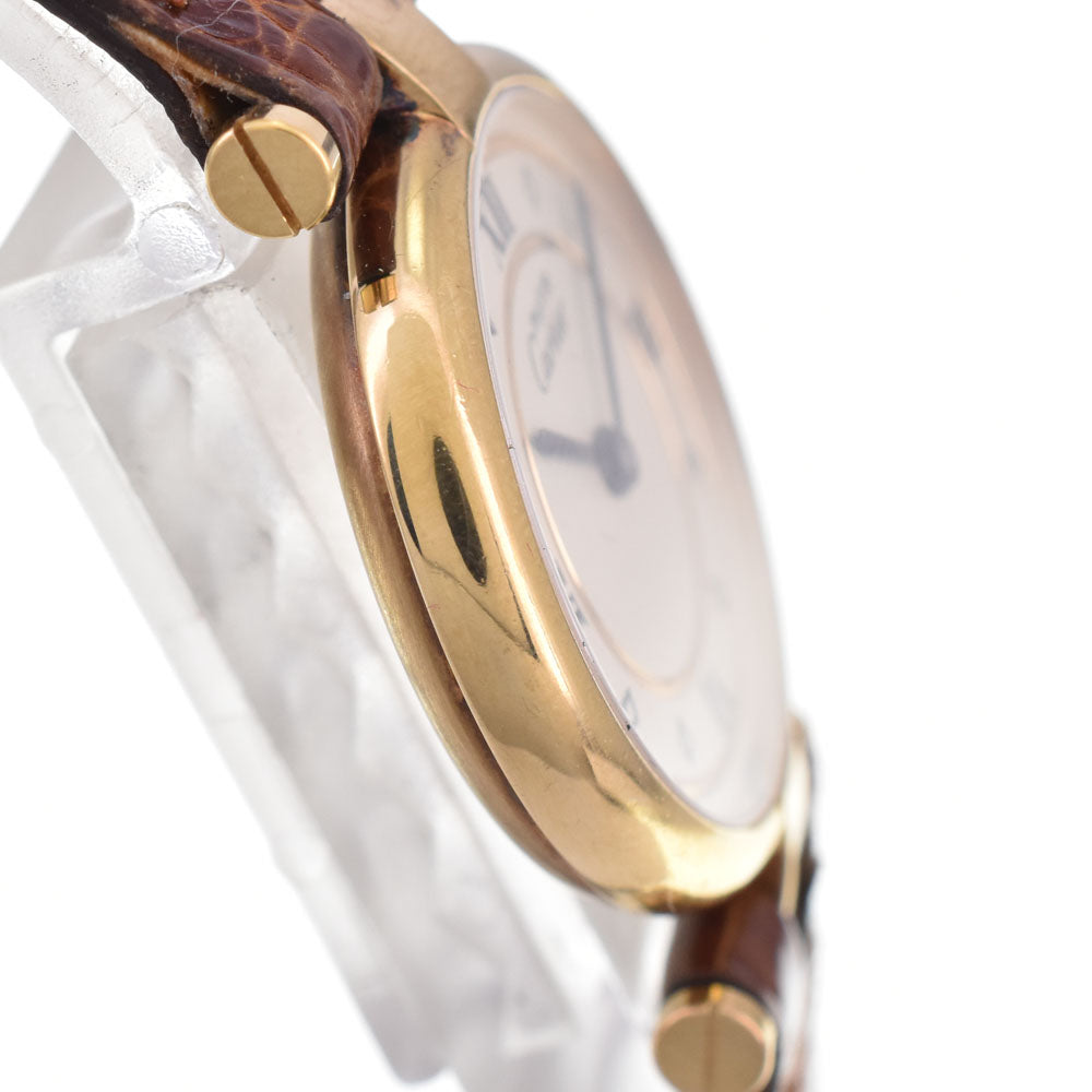 with paper CARTIER Must Vendome Vermeille 590004 SV925 (Gold Plated) / Leather Ivory Dial Quartz Ladies
 Watch A#144063