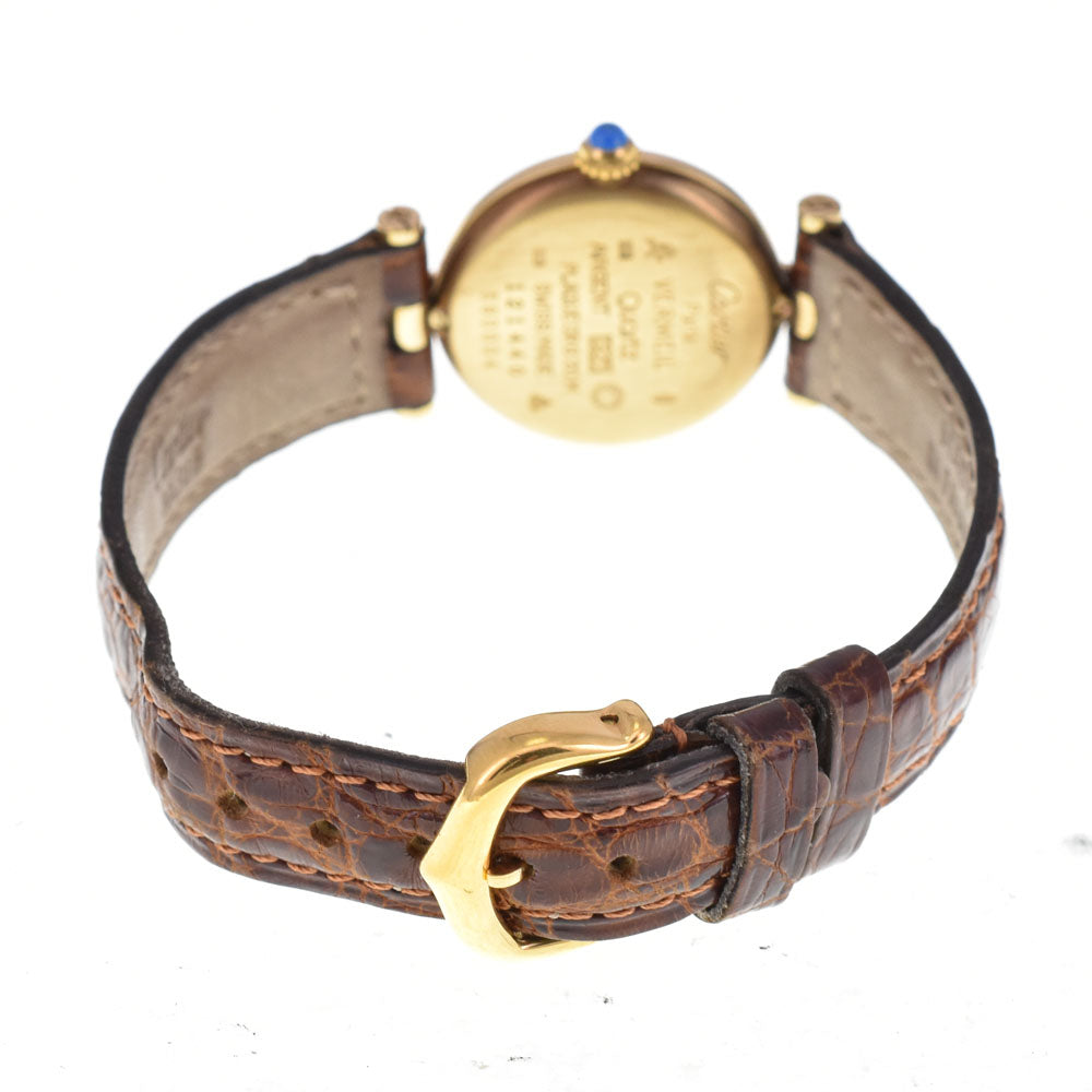 with paper CARTIER Must Vendome Vermeille 590004 SV925 (Gold Plated) / Leather Ivory Dial Quartz Ladies
 Watch A#144063