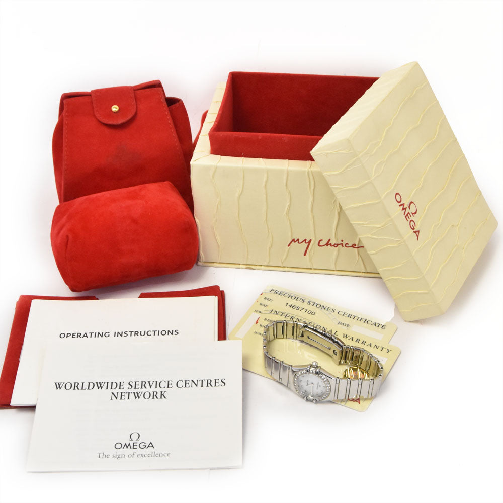 with paper OMEGA Constellation Mini 1465.71 Diamond Bezel White shell Dial Quartz Ladies
 Watch D#144074