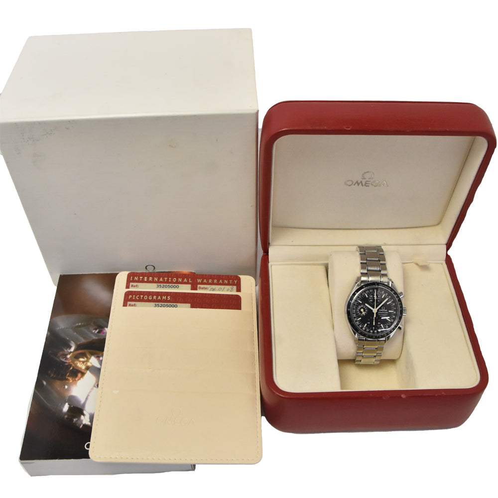 with paper OMEGA Speedmaster 3520.50 Mark 40 Cosmos Triple calendar chronograph black Dial Automatic Men's
 Watch D#144120