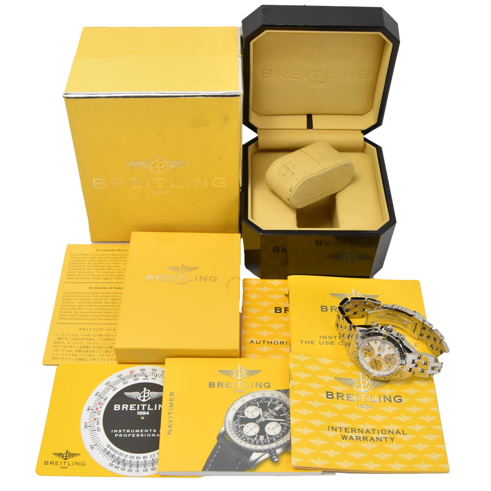 with paper BREITLING Chronomat Evolution Bicolo B13350 white Dial Automatic Men's
 Watch H#144121