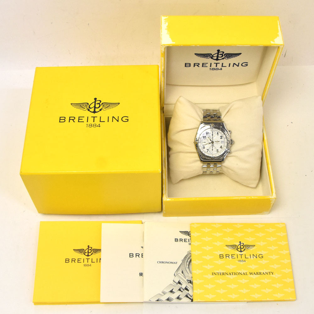 with paper BREITLING Chronomat Date A13050.1 white Dial Automatic Men's
 Watch C#144132