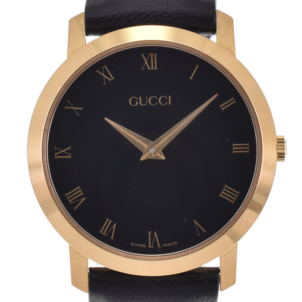 GUCCI 2200M Gold Plated / Leather black Dial Quartz Men's
 Watch B#144135