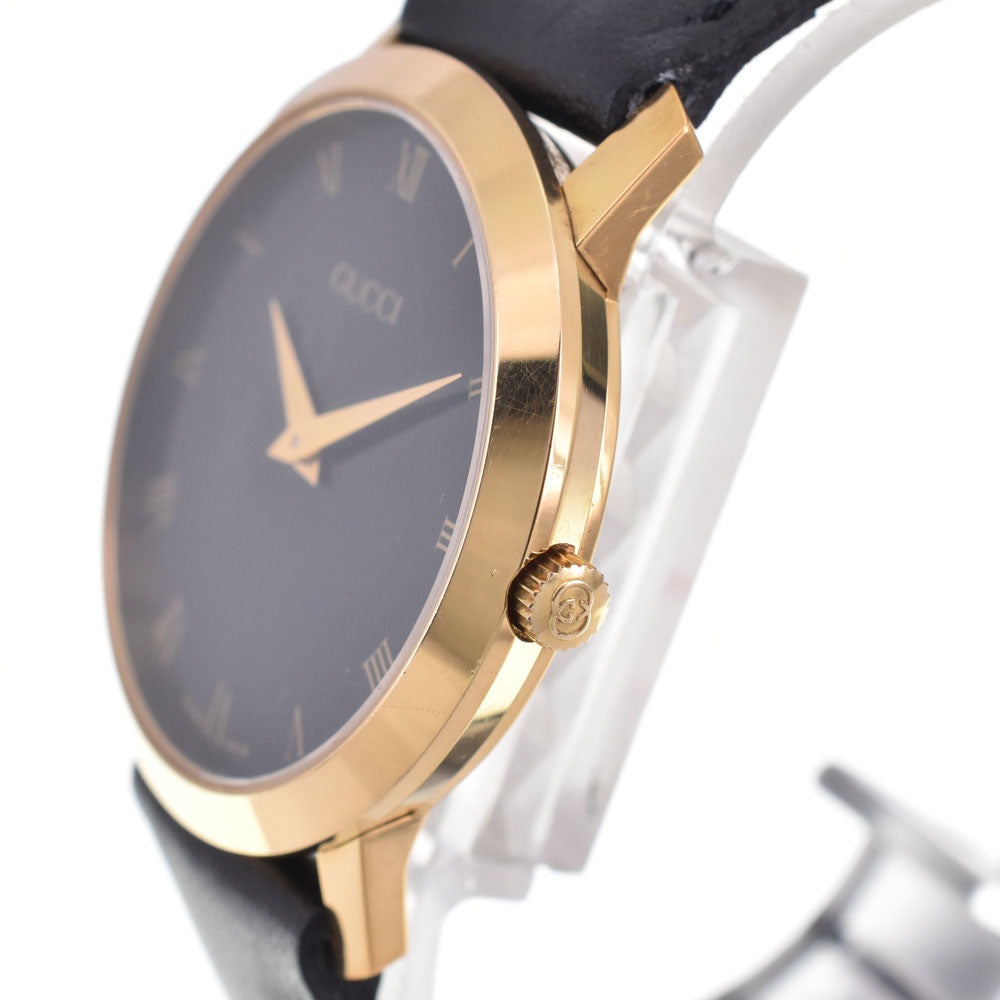 GUCCI 2200M Gold Plated / Leather black Dial Quartz Men's
 Watch B#144135