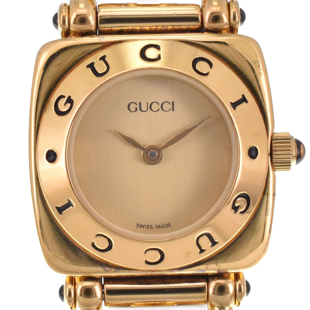 GUCCI 6300L Gold Plated / Leather gold Dial Quartz Ladies
 Watch B#144136