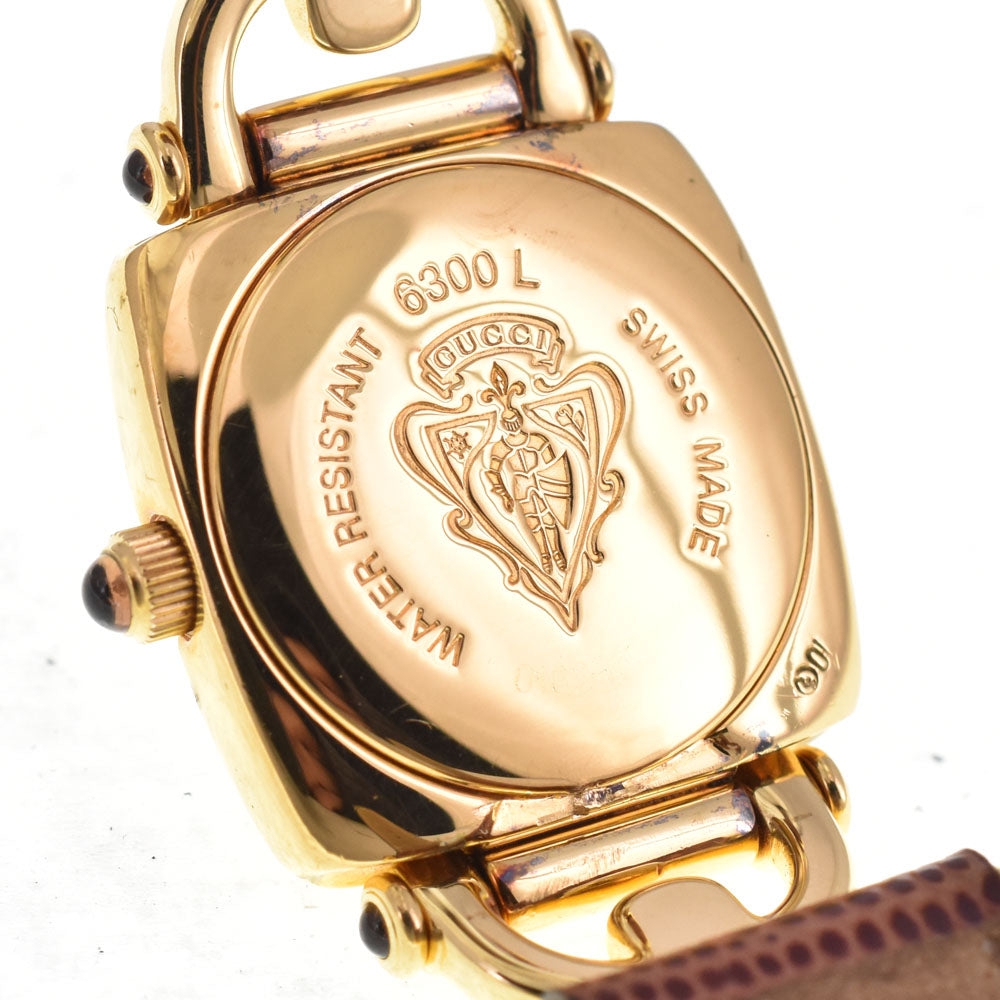 GUCCI 6300L Gold Plated / Leather gold Dial Quartz Ladies
 Watch B#144136