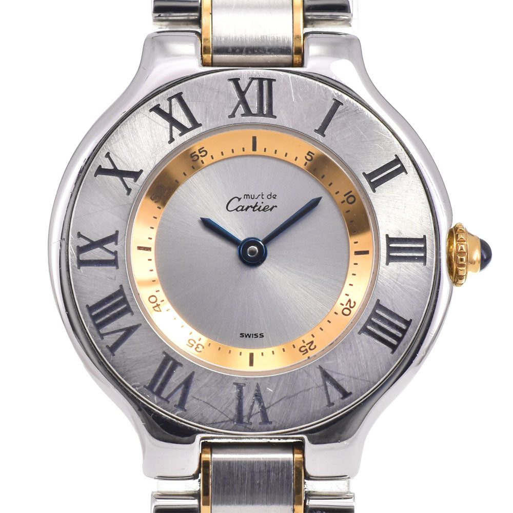 CARTIER Must21 Vantian W10075R6 Stainless Steel/Gold Plated Silver Dial Quartz Ladies
 Watch A#144172