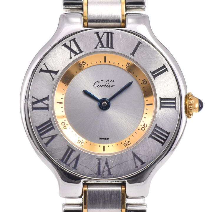 CARTIER Must21 Vantian W10075R6 Stainless Steel/Gold Plated Silver Dial Quartz Ladies
 Watch A#144172
