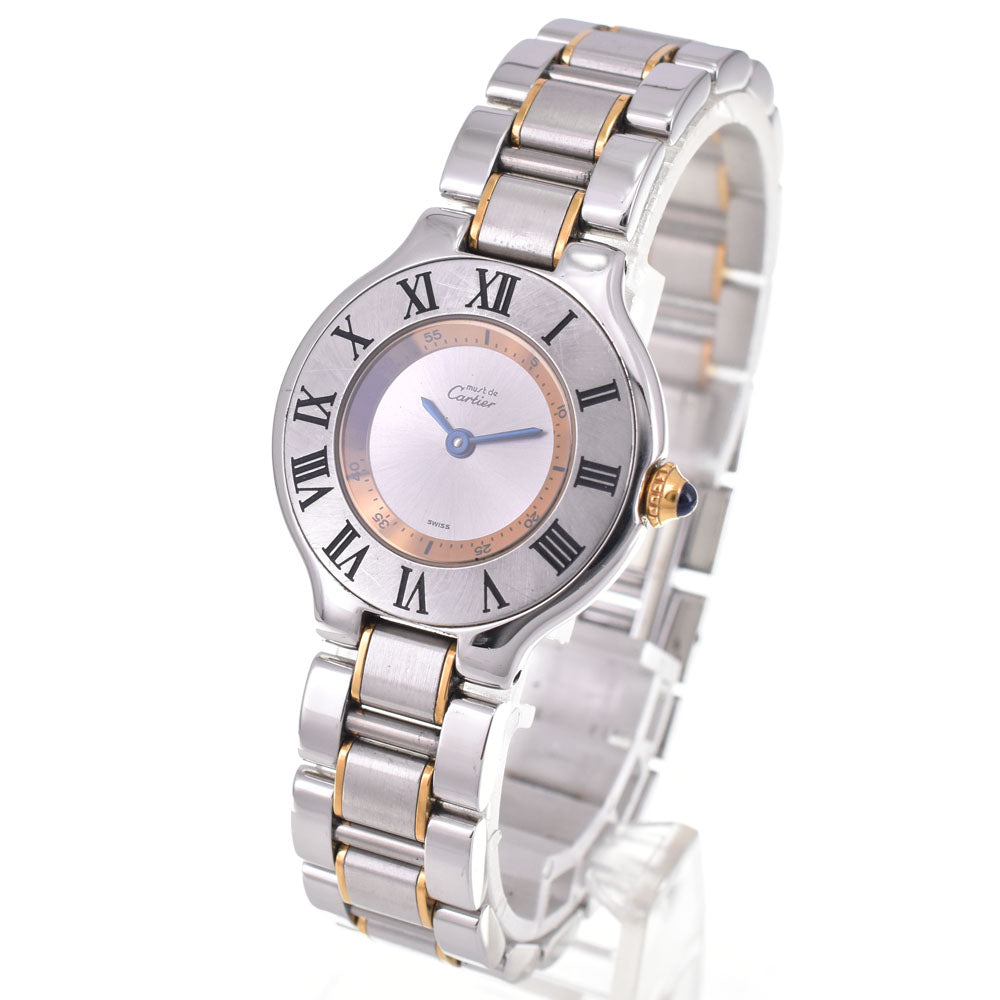 CARTIER Must21 Vantian W10075R6 Stainless Steel/Gold Plated Silver Dial Quartz Ladies
 Watch A#144172