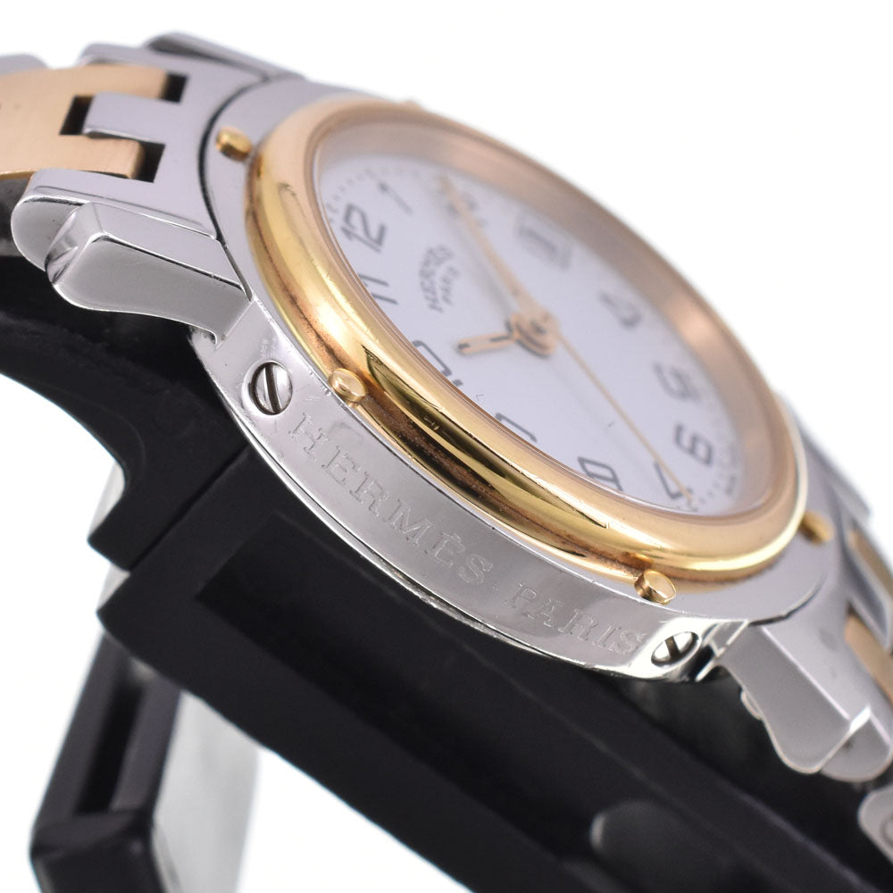 HERMES Clipper CL4.220 Stainless Steel/Gold Plated D Buckle white Dial Quartz Ladies
 Watch B#144173