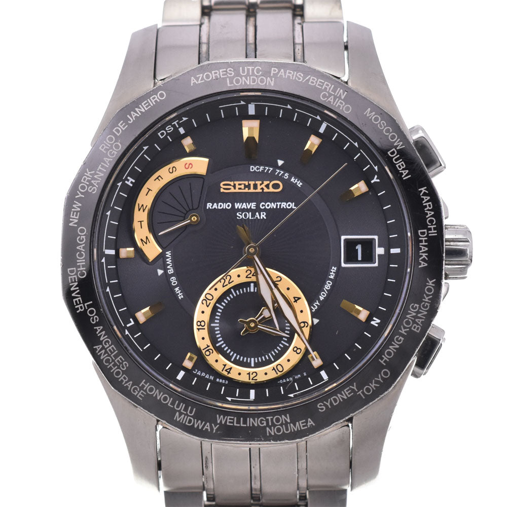 SEIKO Brights SAGA001/8B53-0AA1 titanium Black / gold Dial Radio Sync Solar Men's
 Watch B#144174