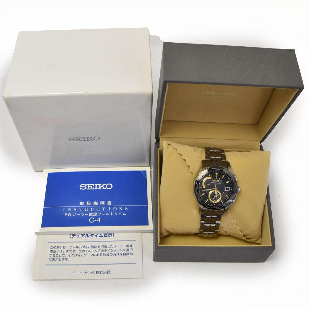 SEIKO Brights SAGA001/8B53-0AA1 titanium Black / gold Dial Radio Sync Solar Men's
 Watch B#144174