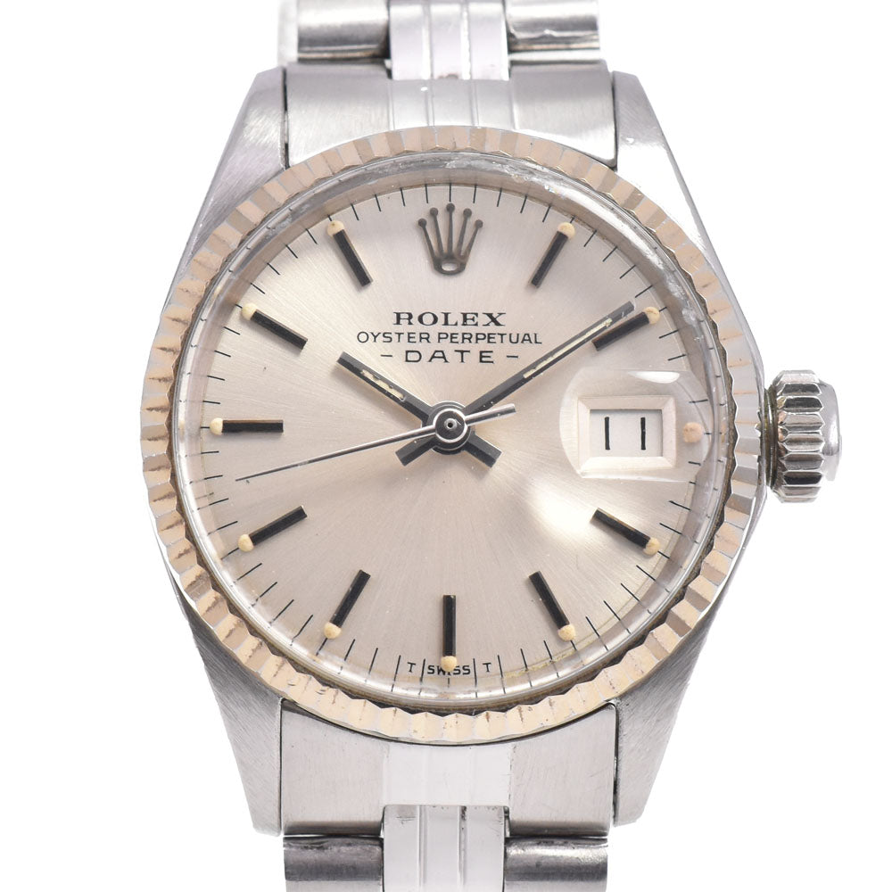 ROLEX Oyster perpetual date 6517 vintage WG bezel Cal.1161 Silver Dial Automatic Ladies
 Watch C#144182