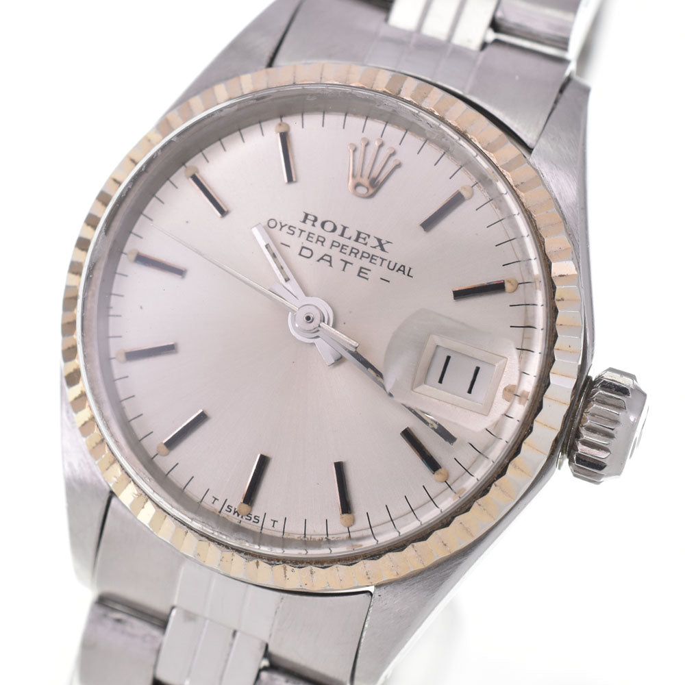 ROLEX Oyster perpetual date 6517 vintage WG bezel Cal.1161 Silver Dial Automatic Ladies
 Watch C#144182