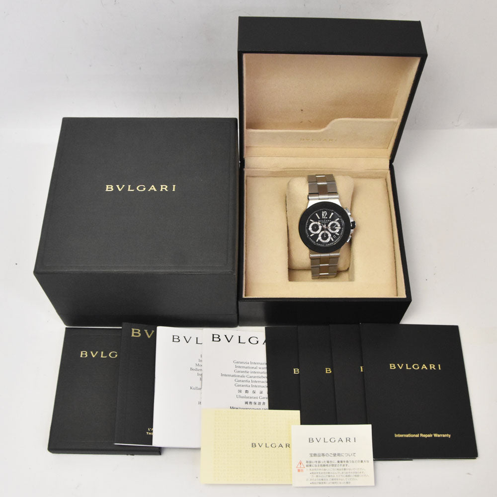 with paper BVLGARI Diagono Chronograph DG42SVCH Date black Dial Automatic Men's
 Watch C#144200