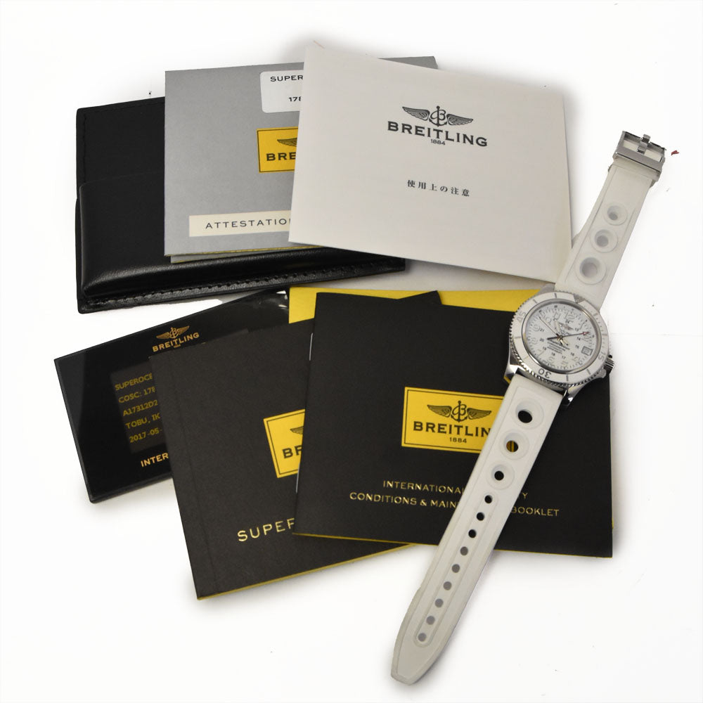 with paper BREITLING Super Ocean II A17312 Date white Dial Automatic Ladies
 Watch C#144217