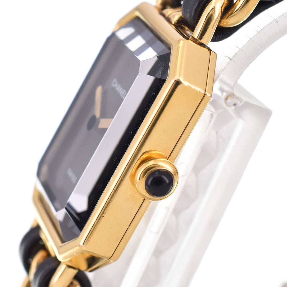 CHANEL Premiere L H0001 Gold Plated / Leather black Dial Quartz Ladies
 Watch C#144220