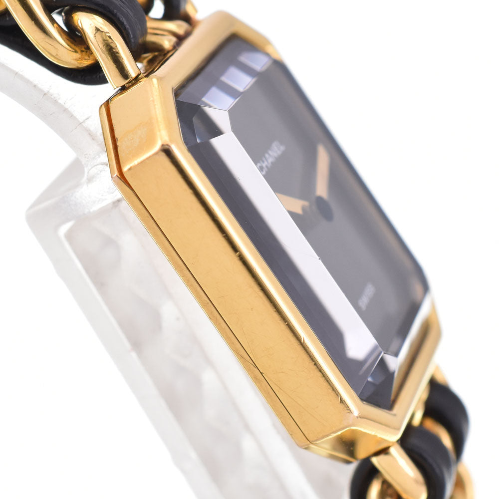 CHANEL Premiere L H0001 Gold Plated / Leather black Dial Quartz Ladies
 Watch C#144220
