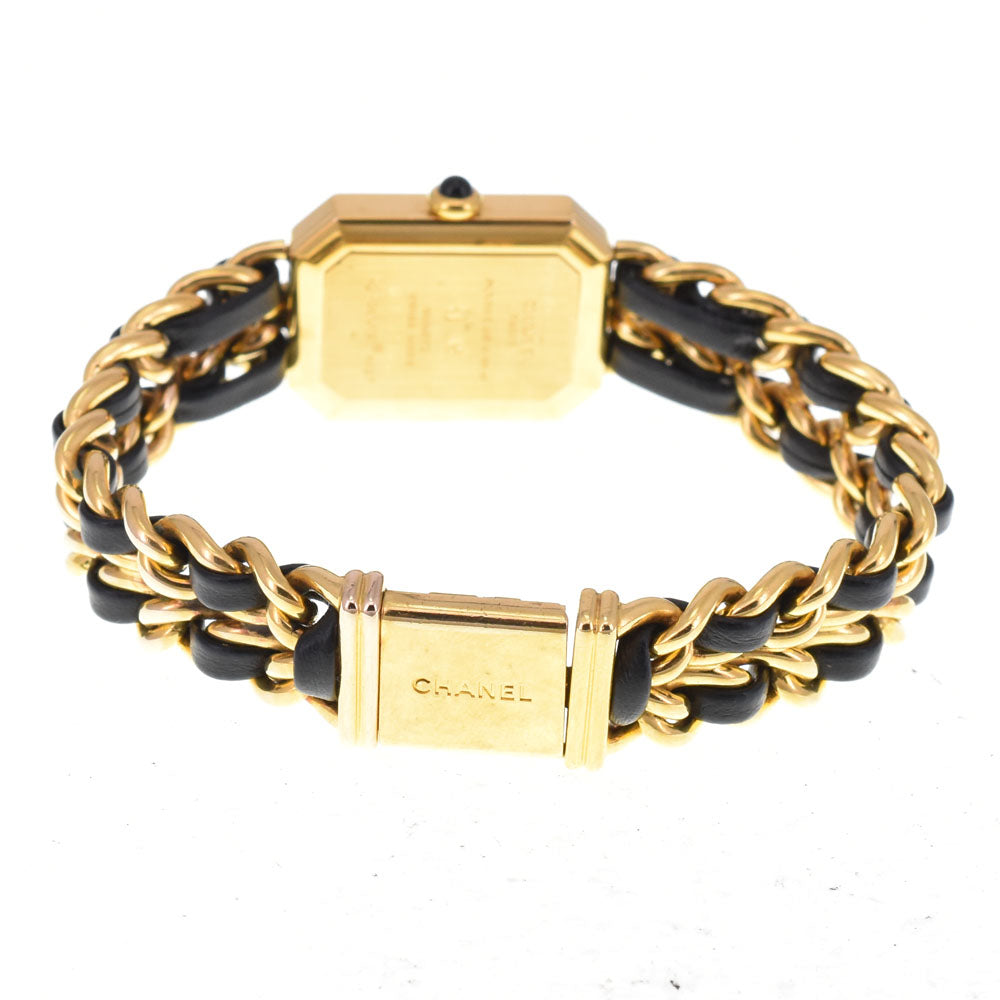 CHANEL Premiere L H0001 Gold Plated / Leather black Dial Quartz Ladies
 Watch C#144220