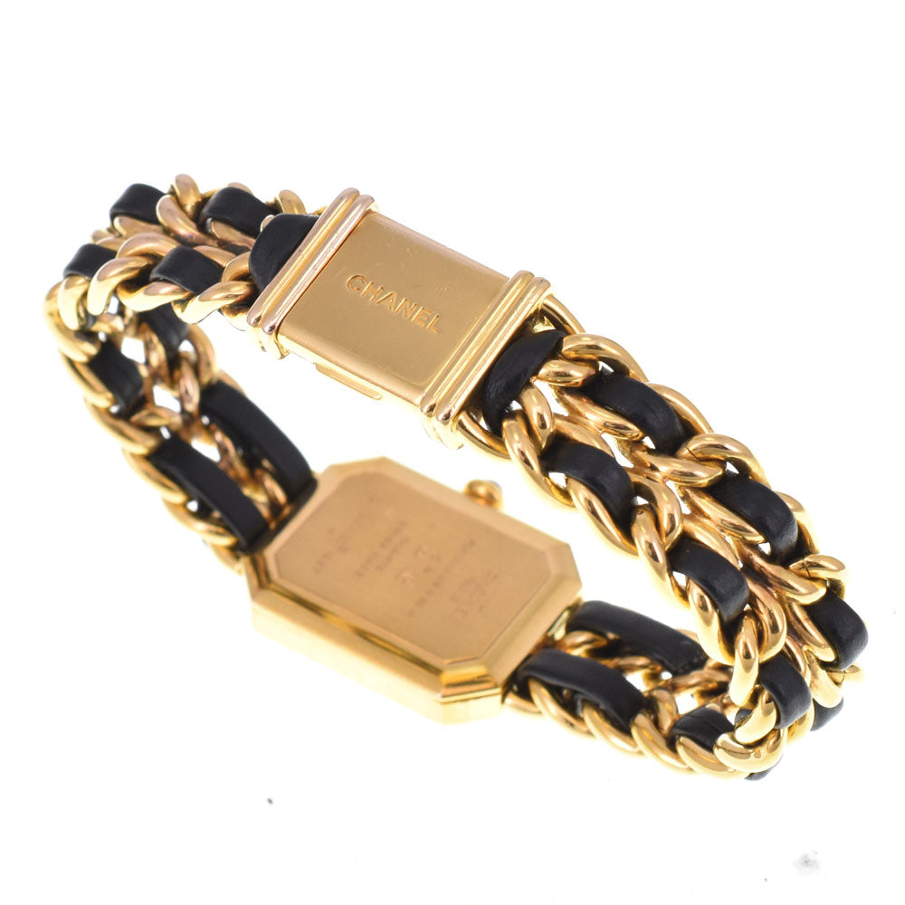 CHANEL Premiere L H0001 Gold Plated / Leather black Dial Quartz Ladies
 Watch C#144220