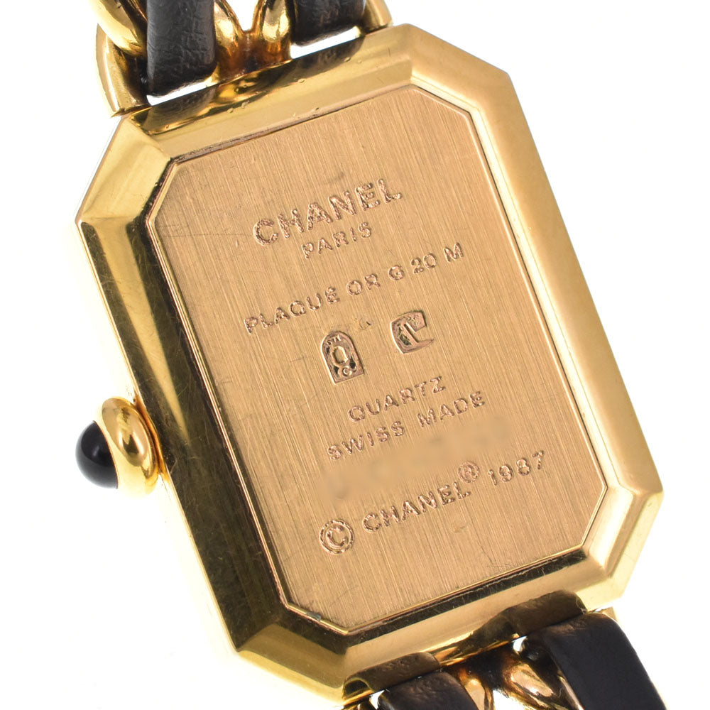 CHANEL Premiere L H0001 Gold Plated / Leather black Dial Quartz Ladies
 Watch C#144220