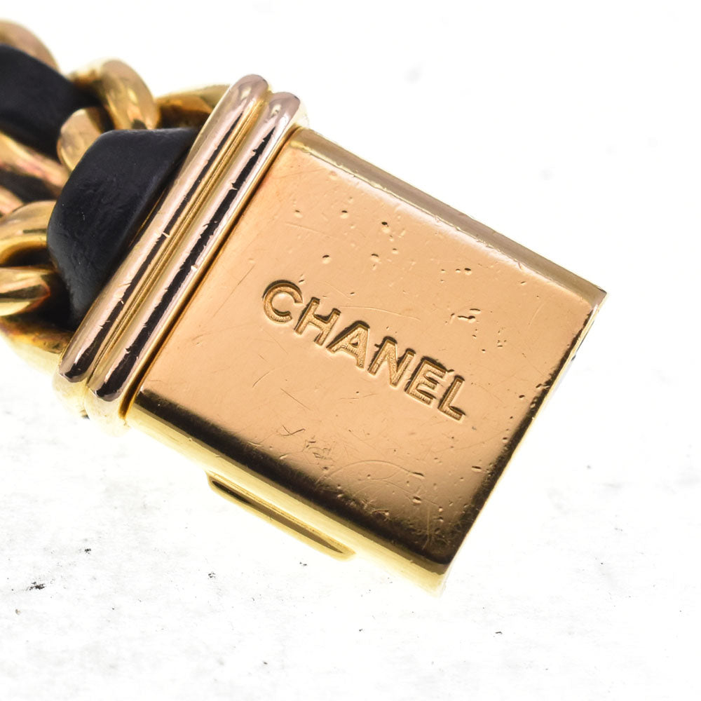 CHANEL Premiere L H0001 Gold Plated / Leather black Dial Quartz Ladies
 Watch C#144220