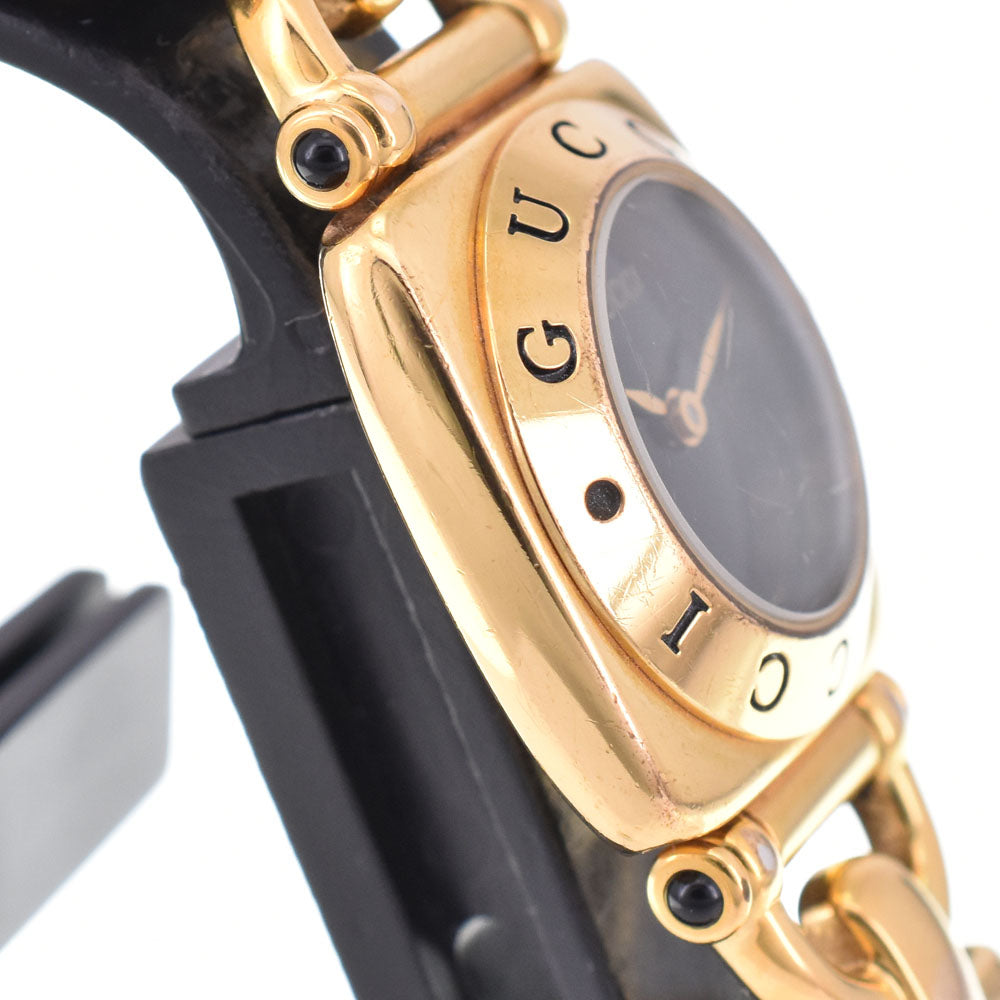 GUCCI 6300L Gold Plated / Leather black Dial Quartz Ladies
 Watch C#144228
