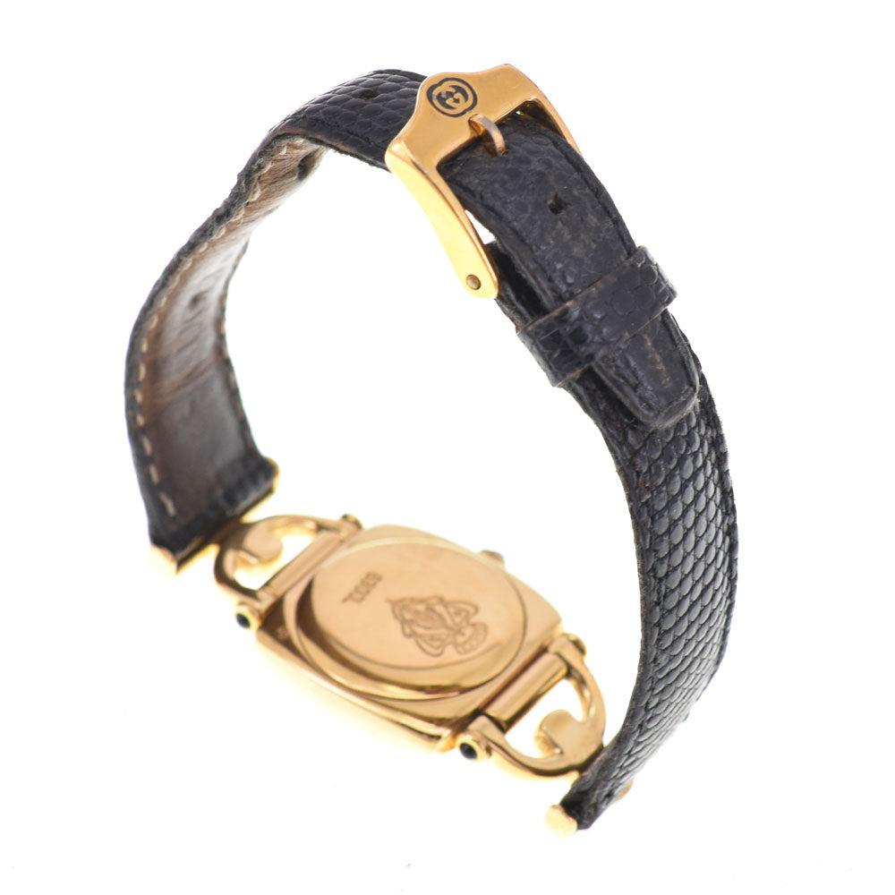 GUCCI 6300L Gold Plated / Leather black Dial Quartz Ladies
 Watch C#144228