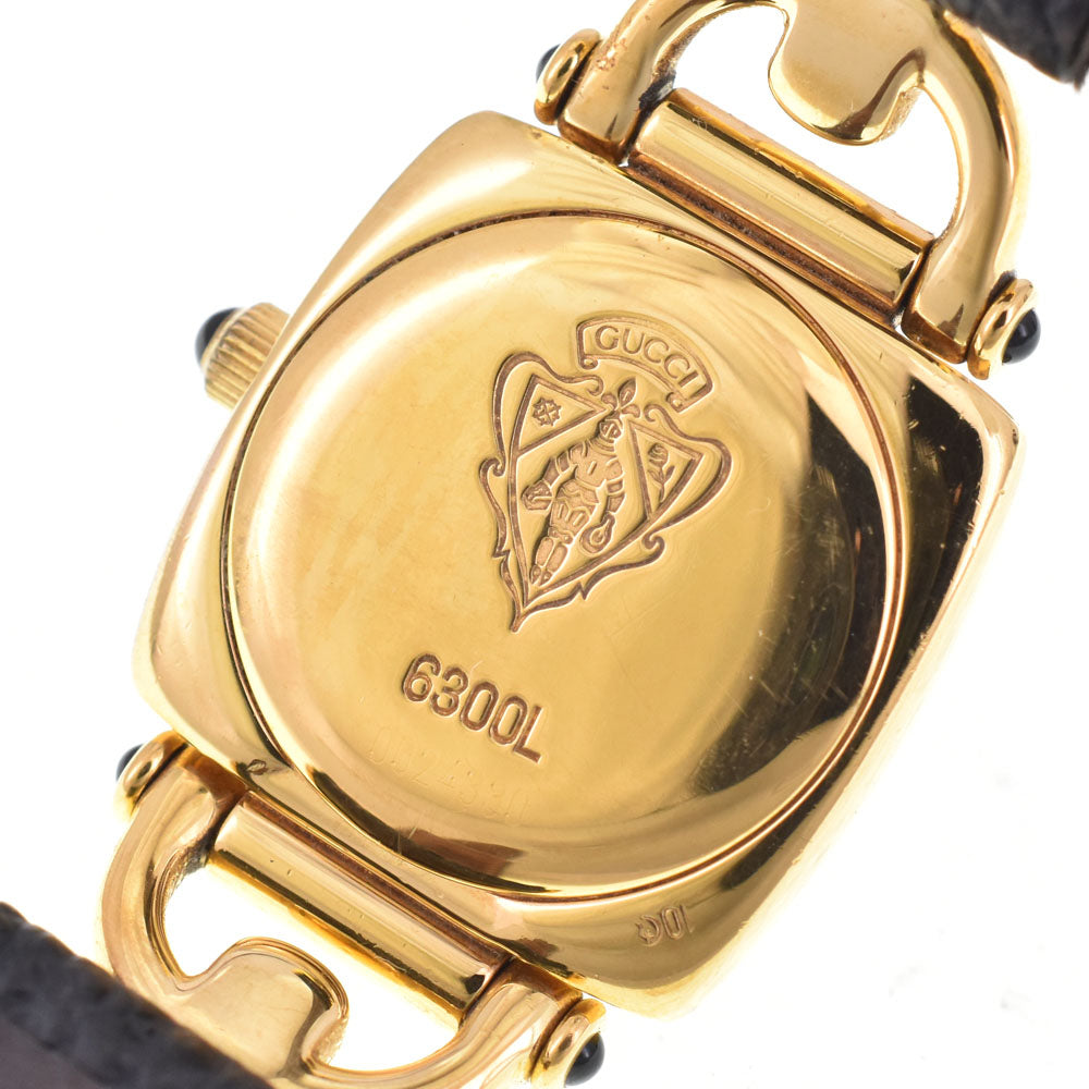 GUCCI 6300L Gold Plated / Leather black Dial Quartz Ladies
 Watch C#144228