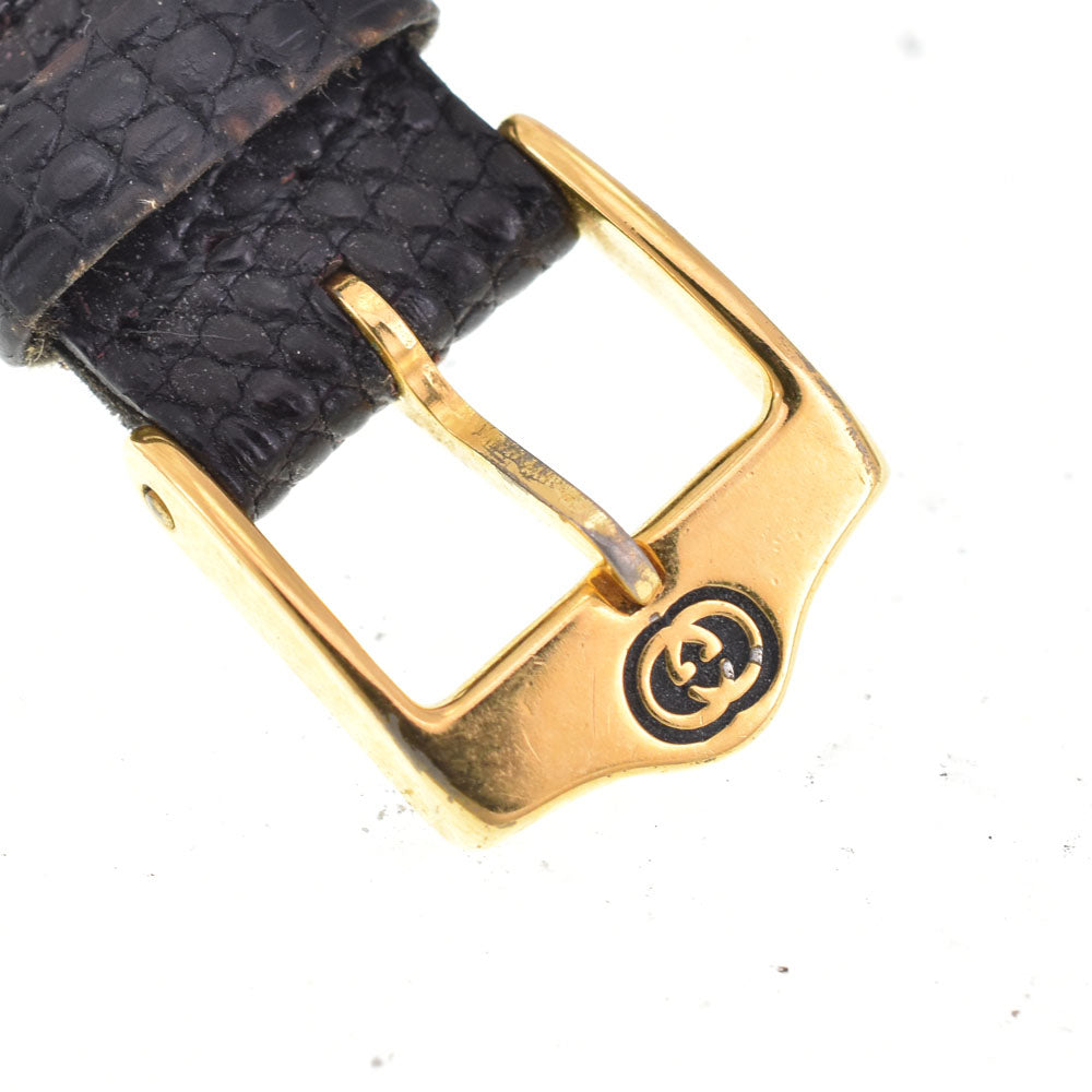 GUCCI 6300L Gold Plated / Leather black Dial Quartz Ladies
 Watch C#144228