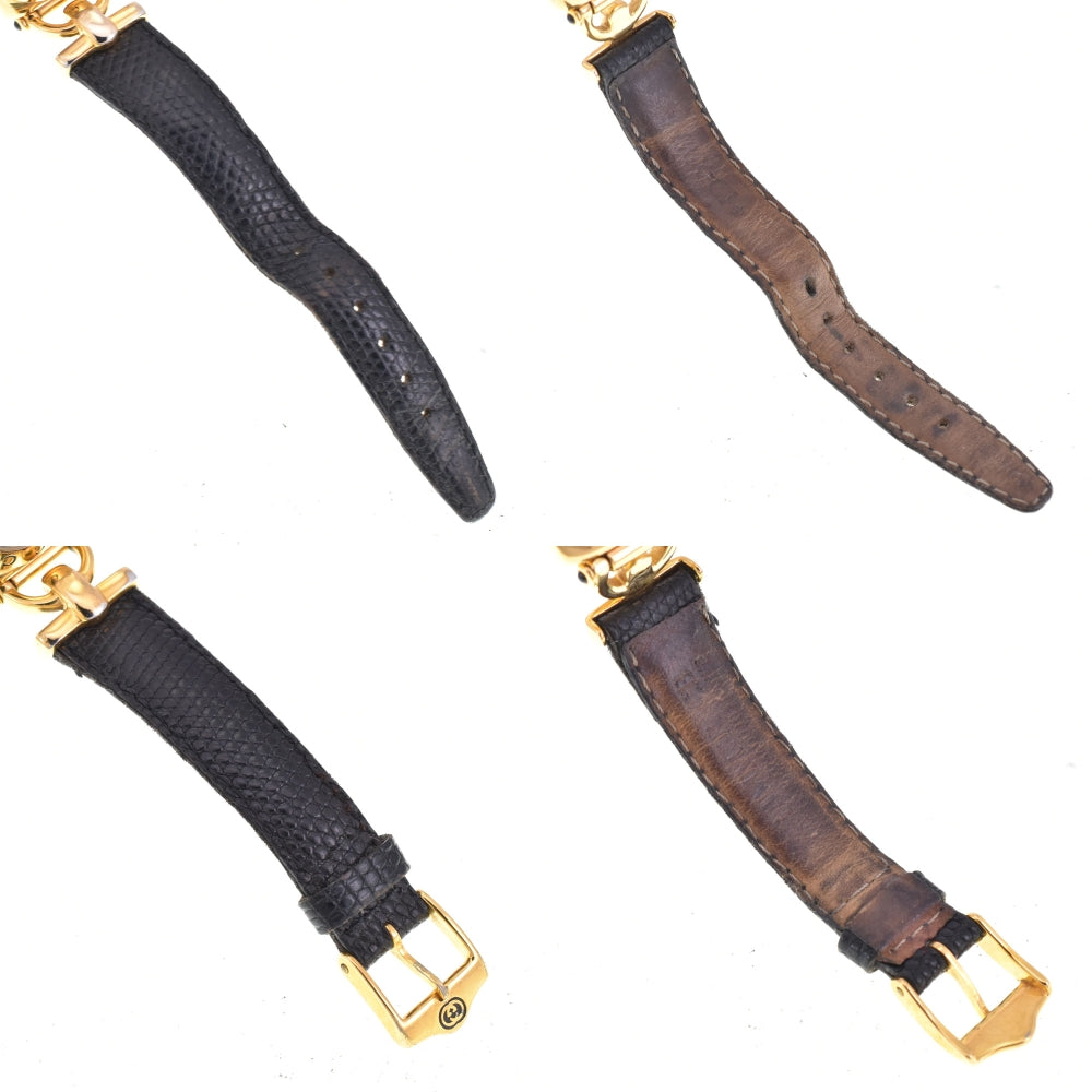 GUCCI 6300L Gold Plated / Leather black Dial Quartz Ladies
 Watch C#144228