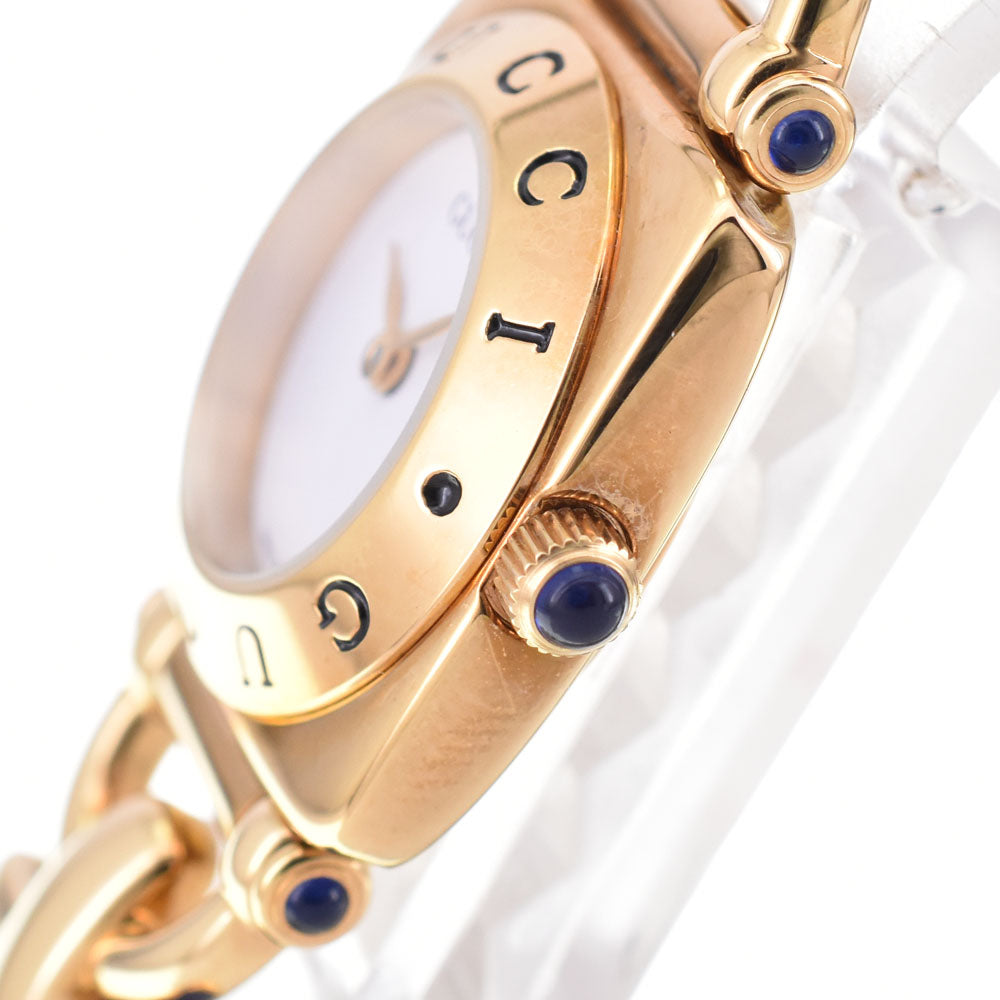 GUCCI Horsebit 6300L Gold Plated / Leather white Dial Quartz Ladies
 Watch C#144245