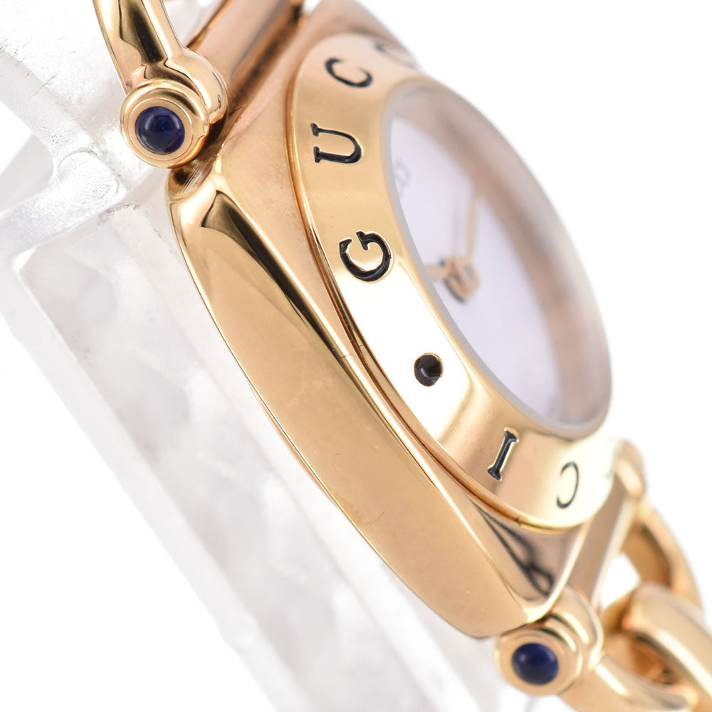 GUCCI Horsebit 6300L Gold Plated / Leather white Dial Quartz Ladies
 Watch C#144245