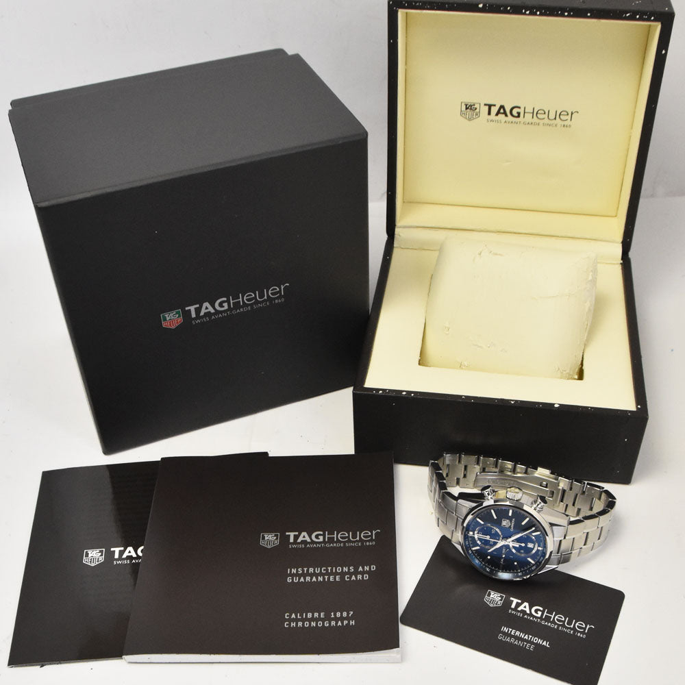 with paper TAG HEUER Carrera Caliber 1887 CAR2115.BA0724 see-through back blue Dial Automatic Men's
 Watch B#144271