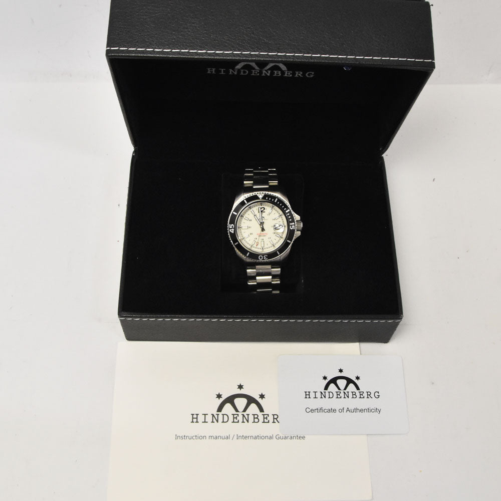 with paper HINDENBERG Mechanical Diver 300M white Dial Automatic Men's
 Watch C#144307