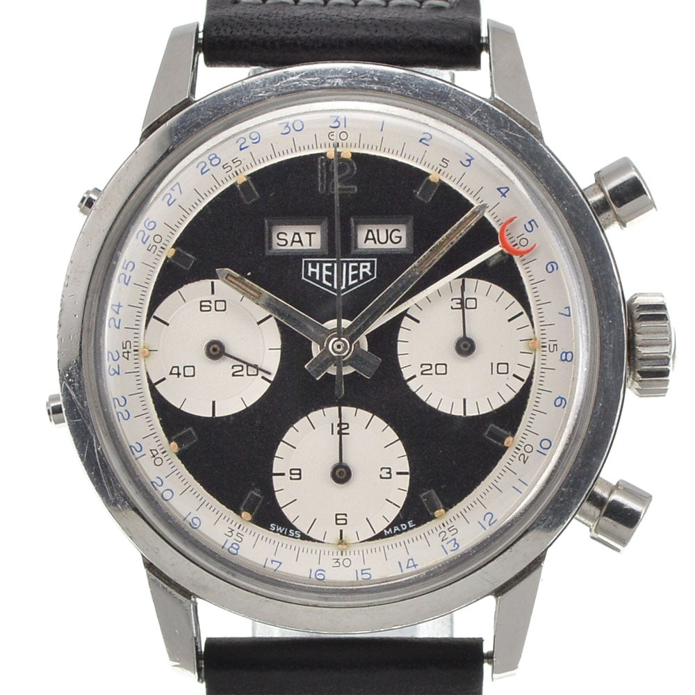 Heuer Carrera 2547 vintage Caliber Valjoux 723 Triple calendar Black White Dial Hand Winding Men's
 Watch Z#144320