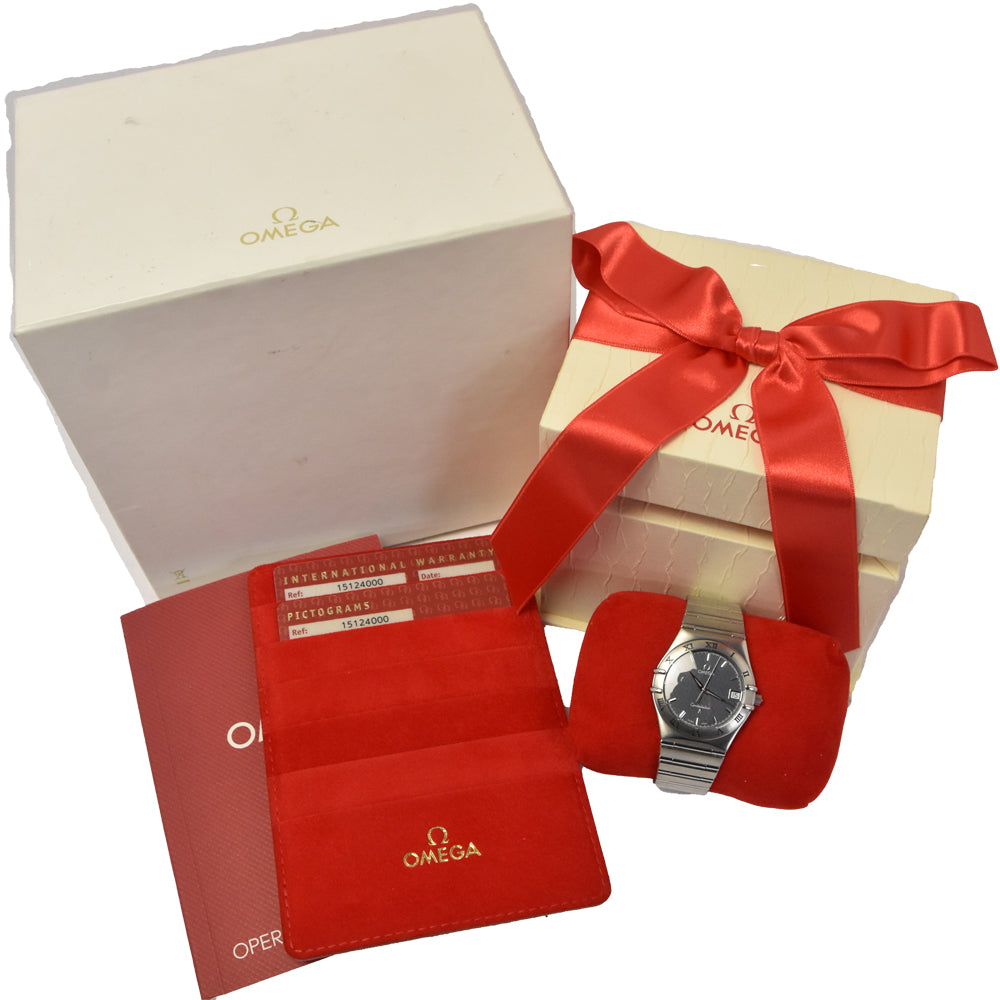 144373 with paper OMEGA Constellation 1512.40 Date gray Dial Quartz Men's Wat ...