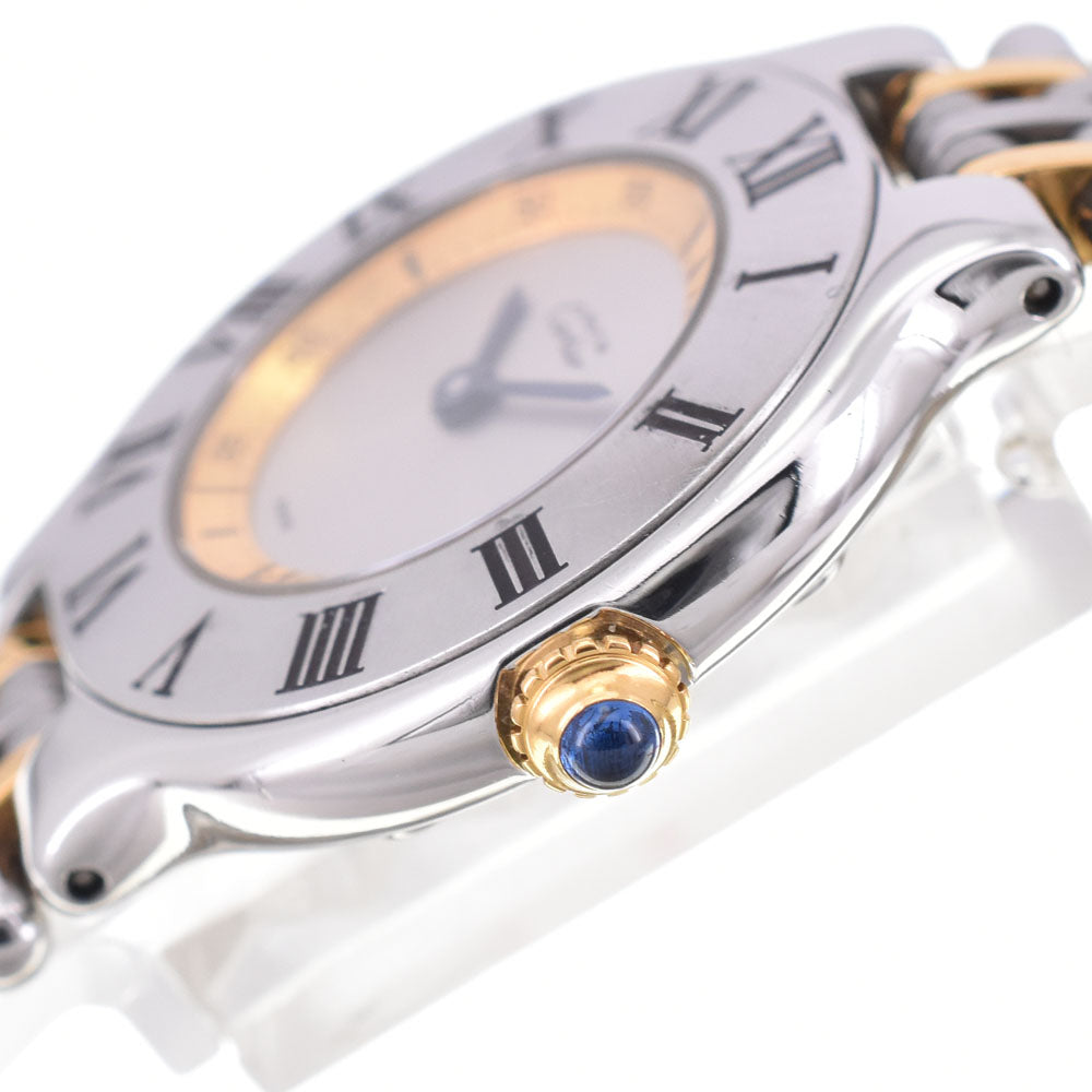 CARTIER Must21 SM W10075F4 Stainless Steel/Gold Plated Silver Dial Quartz Ladies
 Watch D#144378
