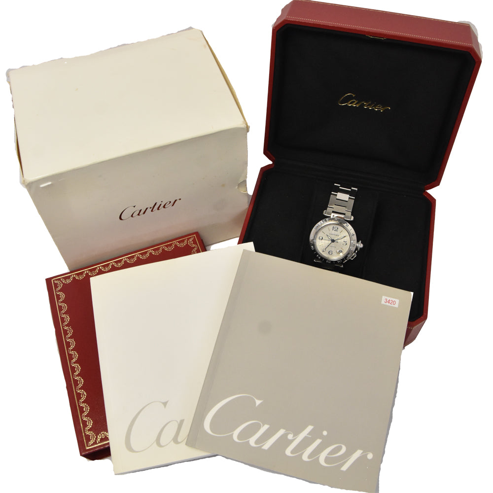 with paper CARTIER Pasha C Meridian GMT W31029M7 Date Silver Dial Automatic Unisex
 Watch C#144379
