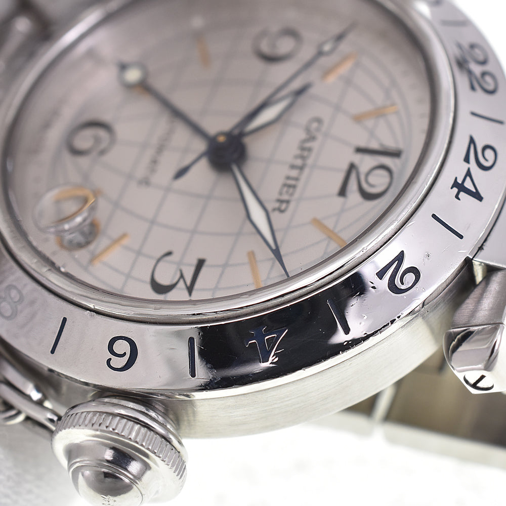 with paper CARTIER Pasha C Meridian GMT W31029M7 Date Silver Dial Automatic Unisex
 Watch C#144379