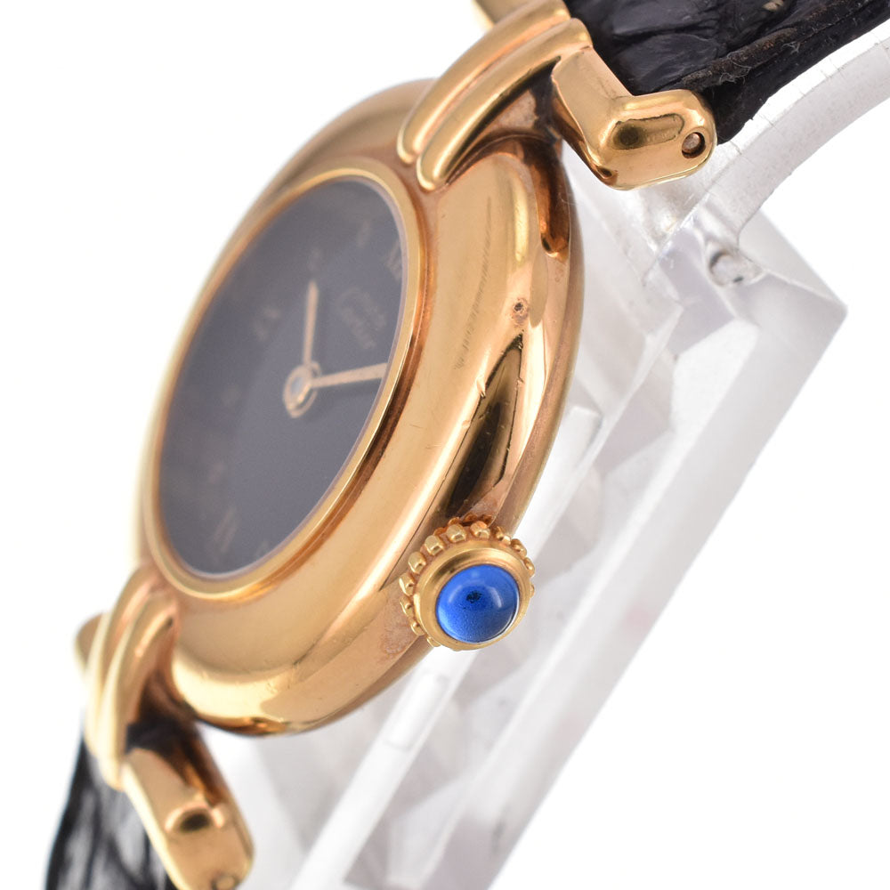 CARTIER Mastocolize SM 590002 SV925 (Gold Plated) / Leather black Dial Quartz Ladies
 Watch B#144380
